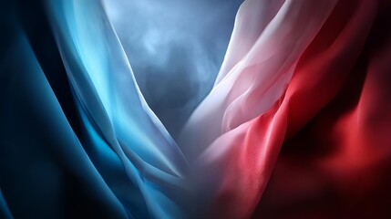 Fototapeta premium Flowing silk fabric in blue and red tones. Memorial Day American flag Parade Poppy