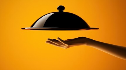 Fototapeta premium A hand holding a covered dish