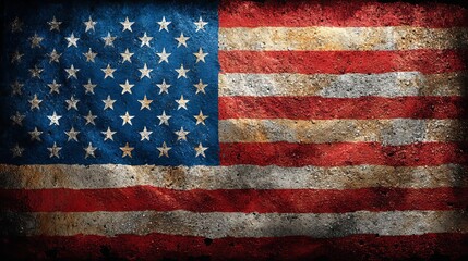 Vintage American flag with textured background. Memorial Day American flag Parade Poppy