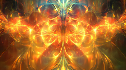 Naklejka premium Close-up of shimmering fractal designs with softly blurred reflections. [Mirrored Realities] | Fractal Reflection | endless loop. Illustration