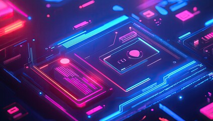 Cybernetic Circuitry with Neon Glow