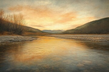 Serene River at Sunrise