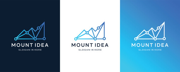 Mountain idea, financial accounting, investment report, digital technology logo design template.