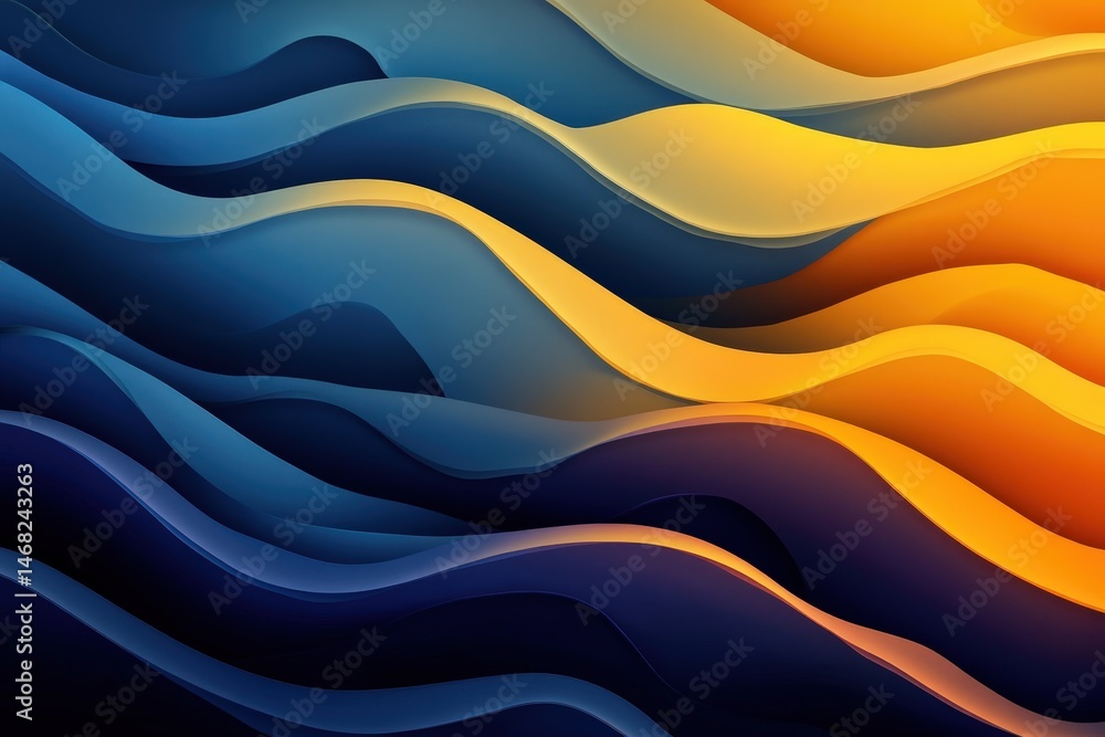 Poster abstract design with layered waves of vibrant colors.