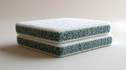 Stack Of Cleaning Sponges Textured Background Close Up Still Life Photo
