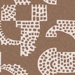 Calm scribble shape minimal shape seamless pattern. Gender neutral baby nursery natural brown linen decor background. Scandi style sketch doodle wallpaper in decorative kid fashion swatch. 
