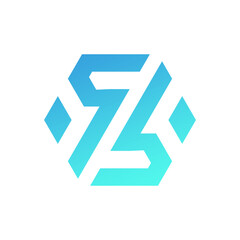 Modern Letter Z Inside Gradient Hexagon Vector