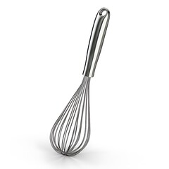 Stainless Steel Whisk Utensil Isolated On White Background Studio Kitchen Photo