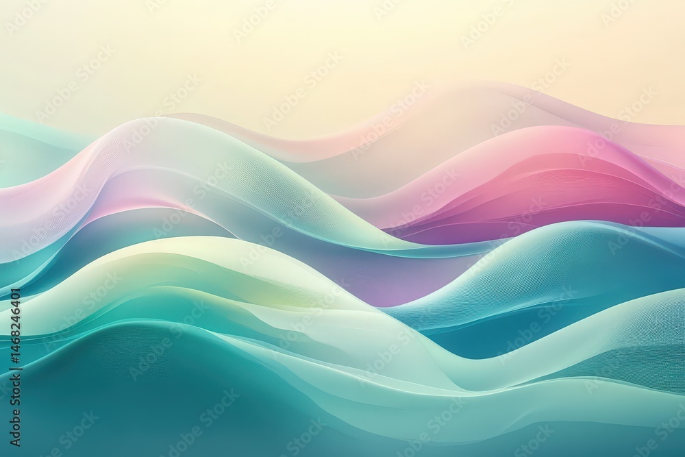 Aufkleber pastel colored flowing waves creating a soft abstract design.