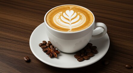 Fototapeta premium Fresh Brew and Beans in a Clean Styled Setup