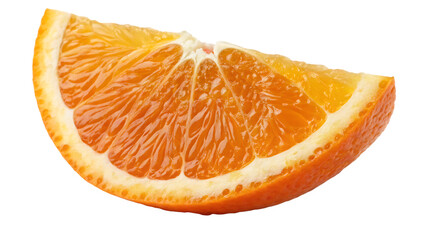 Ripe wedge of orange citrus fruit isolated on transparent background