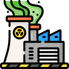 nuclear plant illustration on a white background    