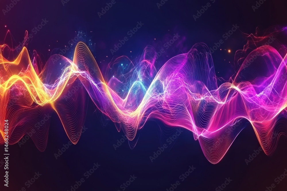 Poster abstract digital design with vibrant colors and flowing lines.