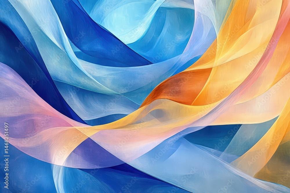 Poster vibrant abstract design of flowing fabrics in a color study.