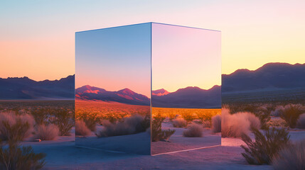 reflective metallic cube
