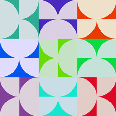 Seamless Retro Geometric Pattern: Bold Bauhaus-Inspired Abstract Design for Modern Textiles, Vibrant Wallpaper and Contemporary Decor