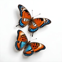 Fototapeta premium Two Beautiful Butterflies on White Background