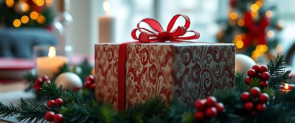 christmas present sitting on top of a table