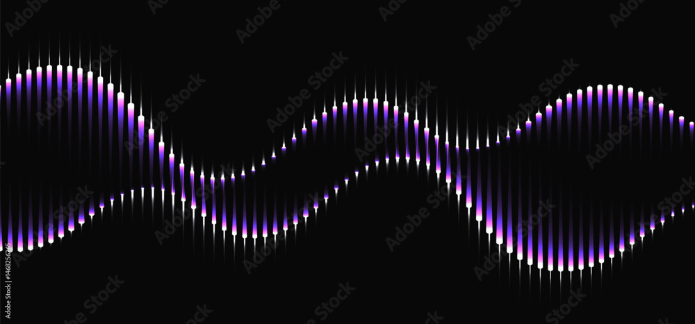 Aufkleber abstract aurora borealis light. vector northern neon effect on night sky background. audio wave soun