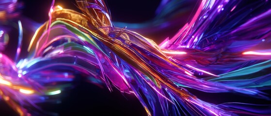 Vibrant abstract waves of multicolored light strands.