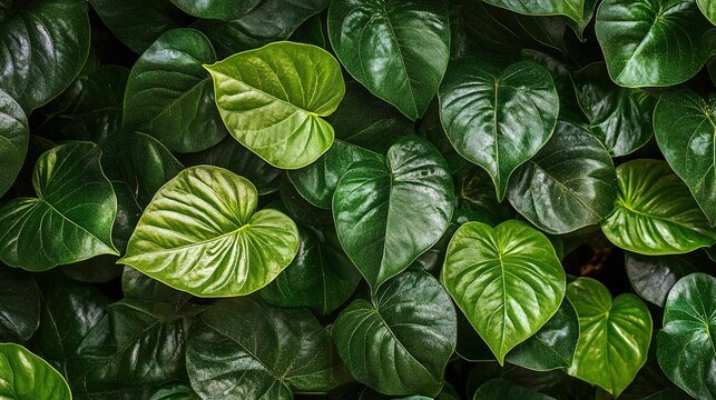 Lush green foliage of heart-shaped leaves - Powered by Adobe