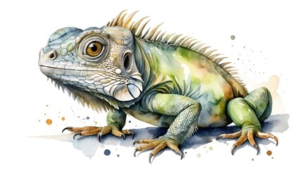 Obraz premium Watercolor Iguana Portrait