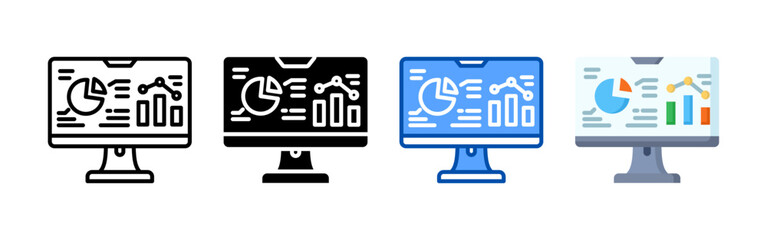 Analytics icon set bundle. Multi style icon collection perfect for websites, apps, and presentations. Simple vector icon collection