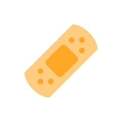 Illustration of a tan adhesive bandage with a square pad and small circles on a white background