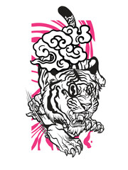 tiger illustration with japanese style for kaijune event