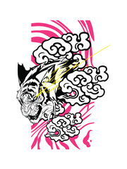 tiger illustration with japanese style for kaijune event