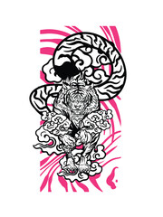 tiger illustration with japanese style for kaijune event