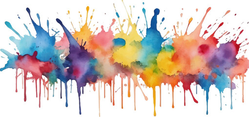 Dynamic Watercolor Paint Drips and Splashes Abstract Background