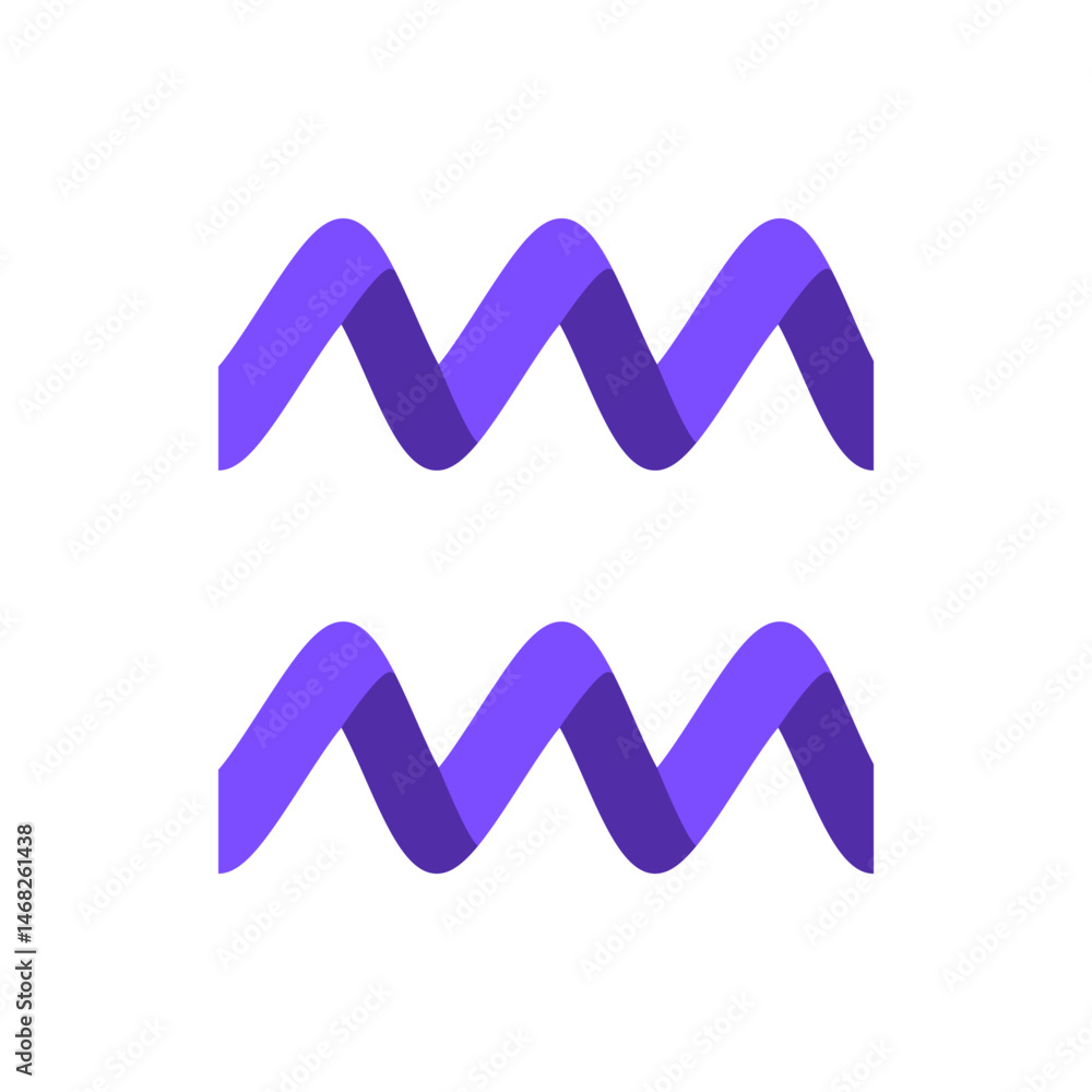 Poster two purple wavy lines stacked vertically against a white background in a simple graphic design style