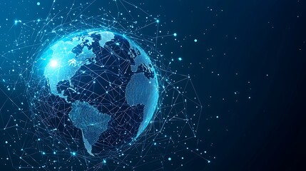 A digital globe with network connections over a dark background