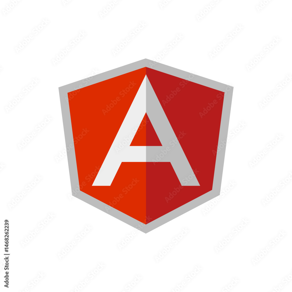 Fototapete angular logo featuring a white letter a inside a red shield with a gray outline on a white backgroun