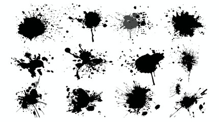 Ink splatter collection simple black silhouette vector isolated on white background  -  