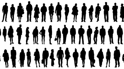 Isolated people silhouettes set simple silhouette vector on white background  -  