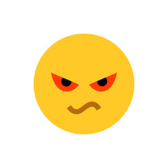A yellow circular emoji with furrowed eyebrows red eyes and a squiggly brown mouth expressing anger or annoyance