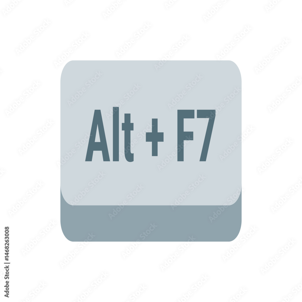 Poster a stylized depiction of a keyboard key featuring the text alt plus f seven in a muted gray color sch