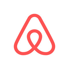 Airbnb logo featuring a red abstract shape resembling a bent triangle with a central loop design element