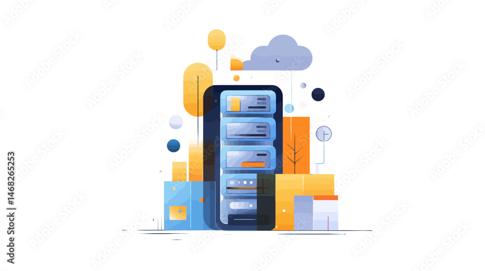 Aufkleber mobile app data storage concept simple vector on white background -