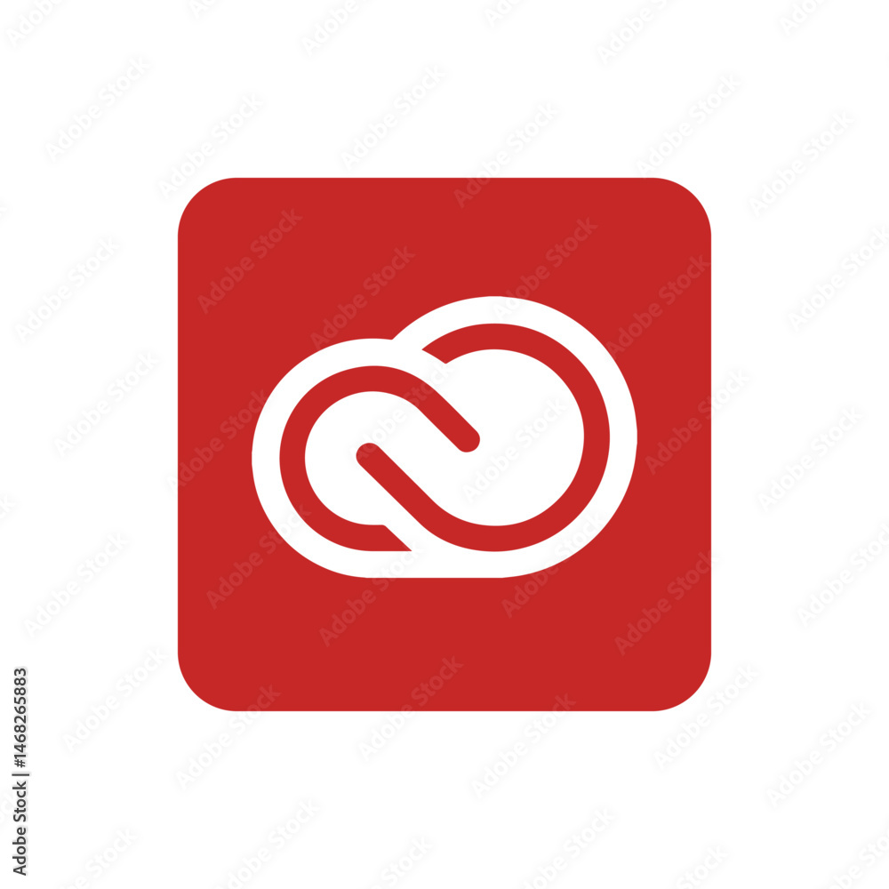 Aufkleber illustration of a white cloud icon on a rounded red square background representing cloud computing s