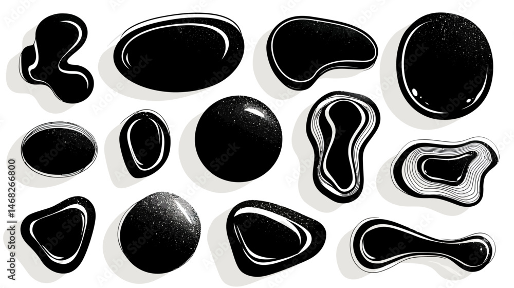 Poster organic blob shape set simple silhouette vector on white background -