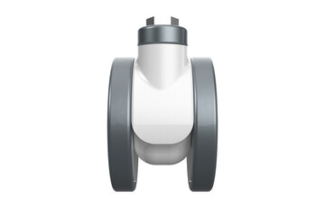 Hospital Medical Casters Twin Wheel Castor with Urethane Wheels, Brake Mechanism, and Threaded Stem, Double Wheel Swivel Castor, Polyurethane Tires and Locking Brake on a PNG Transparent Background