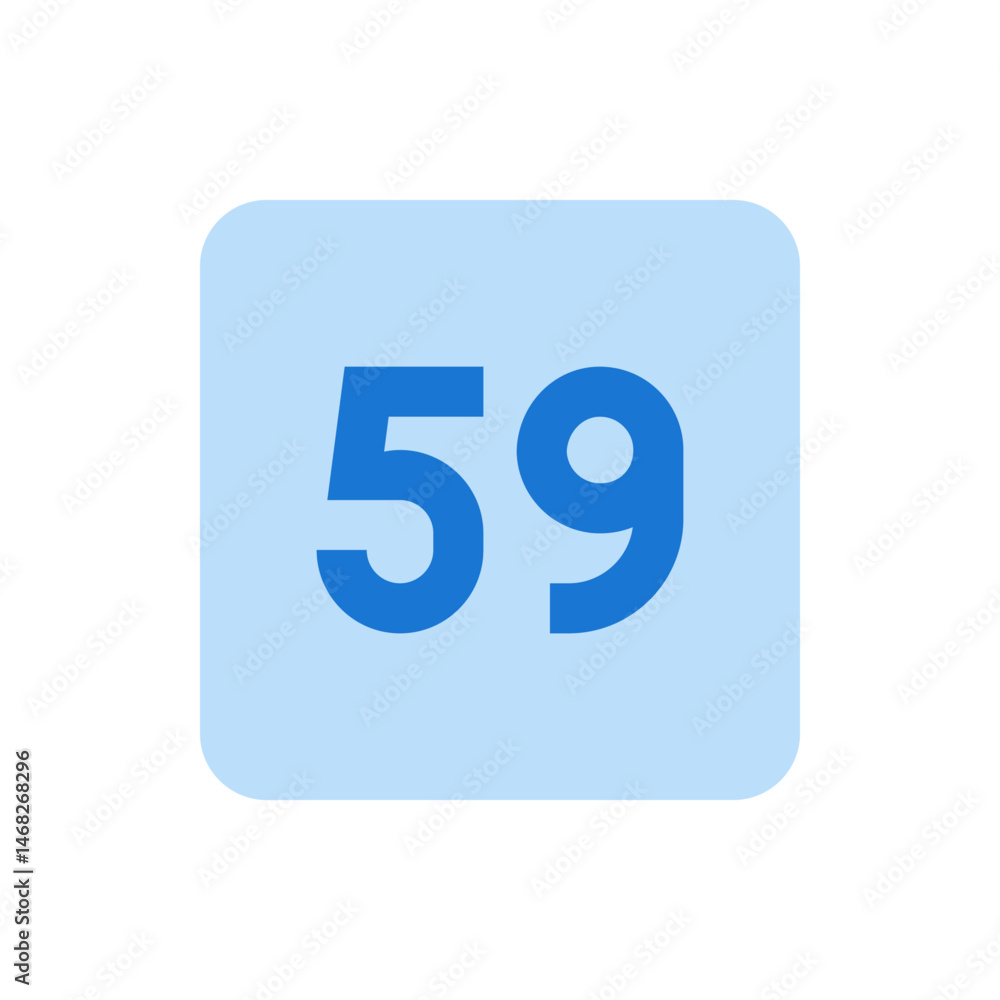 Poster the image shows the number fifty nine in blue color with a light blue rounded square background colo