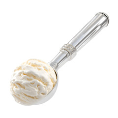Delicious Vanilla Ice Cream Scoop in Elegant Silver Spoon Sweet Treat
