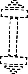 Dashed-line dumbbell icon resembling ASCII or schematic art, ideal for conceptual or technical fitness visuals.
