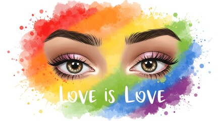 Eyes Looking Through Rainbow Watercolor Paint Splashes Art