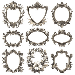 Vintage frames, banners, shapes, labels set vector --v 6.1 --s 750 --raw