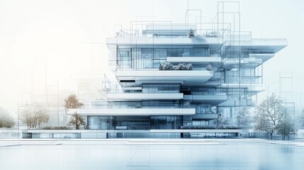 Modern Architectural Design with Minimalist Structure and Nature Elements